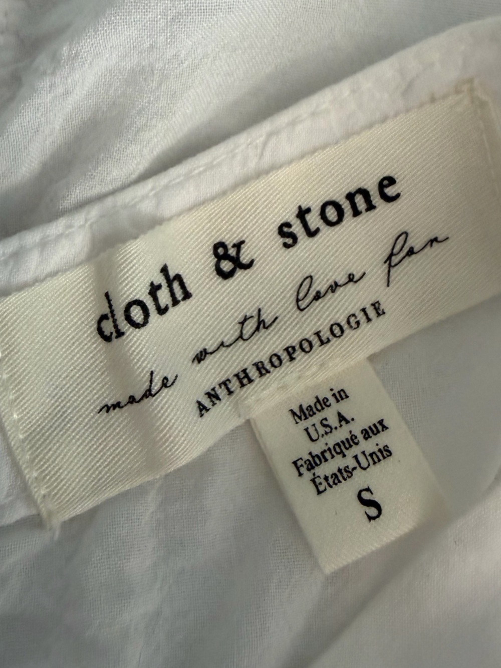 Anthropologie Cloth & Stone Size S White Back Lace-Up Top Cottagecore Festival - Picture 9 of 9